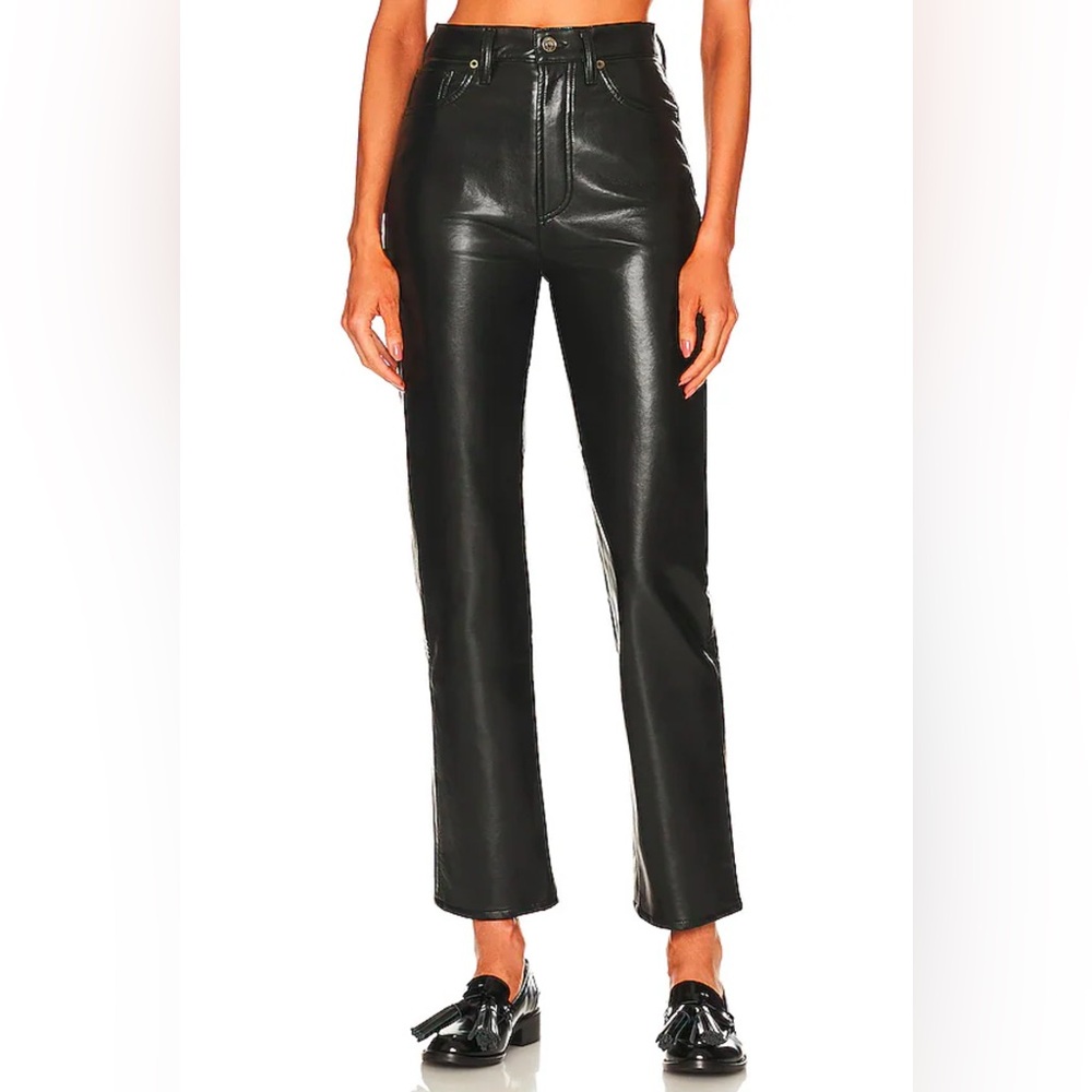 Agolde Recycled Leather 90’s Pinch Waist Jeans - Black